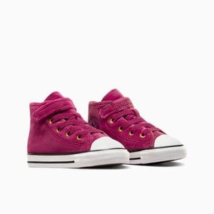 Converse toddler high top velvet maroon shoe (5M)